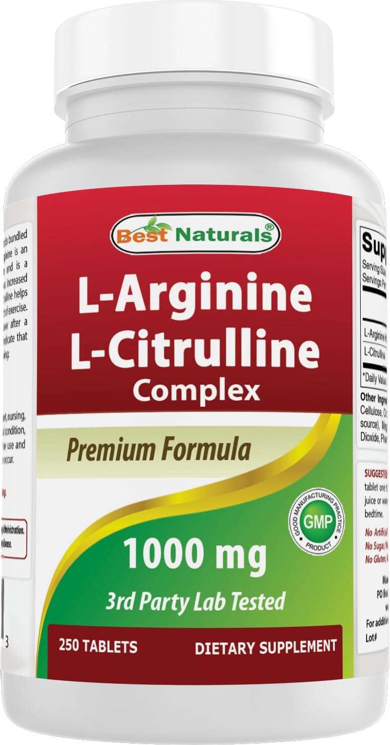Best Naturals L Arginine L Citrulline Complex 1000 mg 250 Tablets
