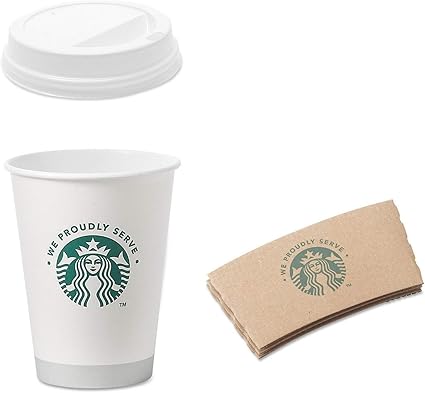 Starbucks Weisse Einwegbecher Aus Pappe 340 Ml Hullen Und Deckel 50 Stuck Amazon De Kuche Haushalt