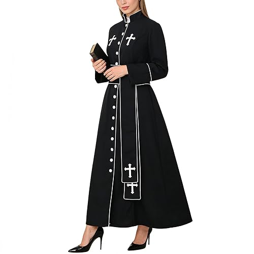 BPURB Catholic Church Clergy Priest Costume Women's Pastor Robe Roman Cassock with Stand Collar and Belt in Saudi Arabia | Whizz Costumes BPURB Catholic Church Clergy Priest Costume Women's Pastor Robe Roman Cassock with Stand Collar and Belt in Saudi Arabia | Whizz Costumes