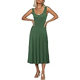 Urban CoCo Women's Summer Casual Sleeveless Flared Midi Dress Swing T-Shirt Dresses with Pockets