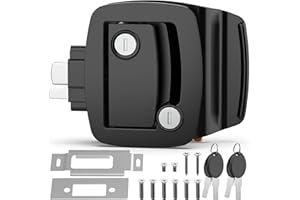 PAULINN Black RV Door Lock Replacement, Upgraded 100% Metal Door Handle Latch with Paddle Deadbolt fits Camper, Travel Traile