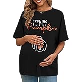 Women's Maternity Shirt Thanksgiving Growing a Little Pumpkin T Shirt Fall Pumpkins Graphic Pregnancy Announcement Tops