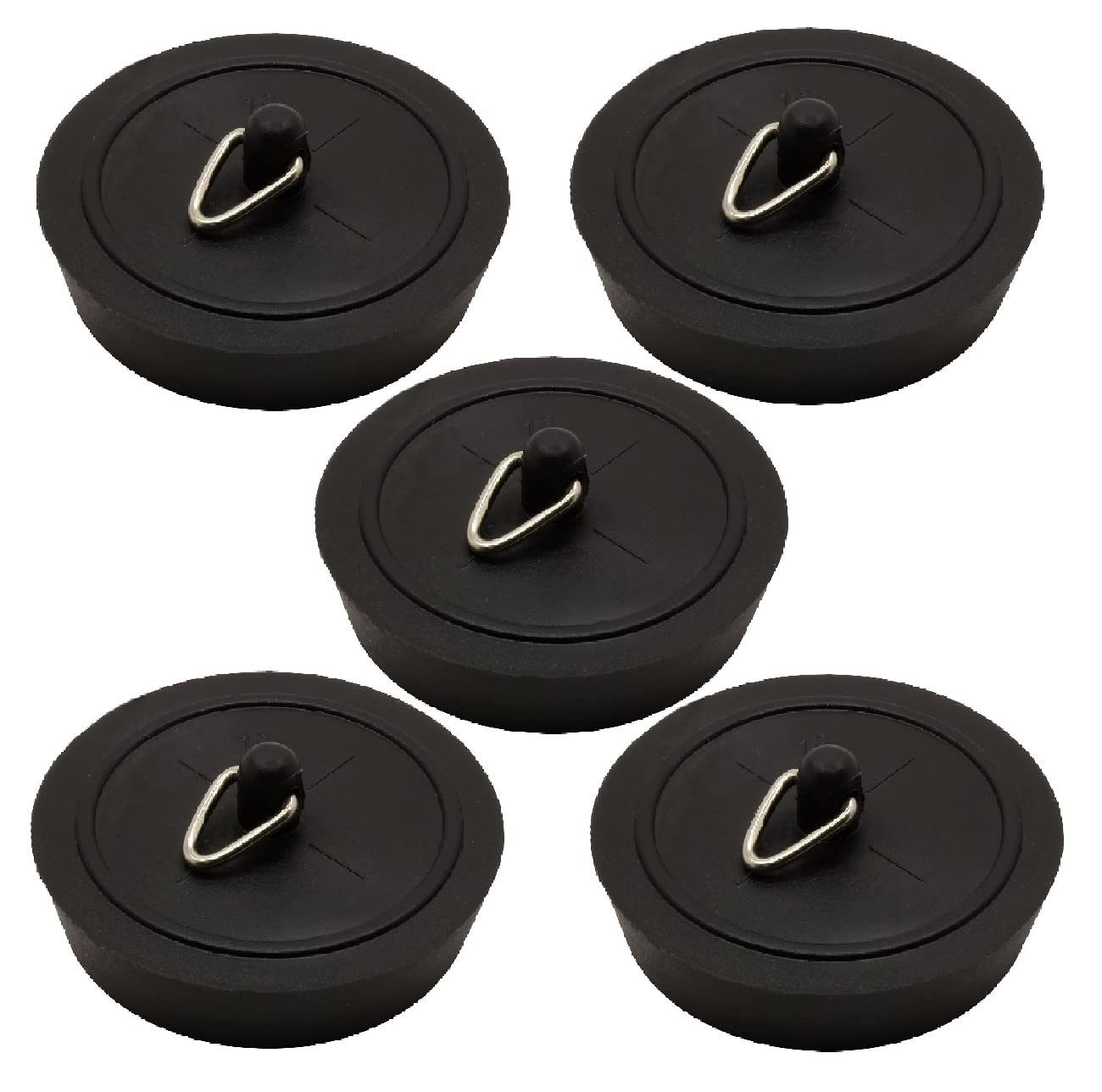 TERF Black Rubber Bath and Basin Plug 38mm (1.1/2 inch) For Kitchen Bathroom Bathtub Sink Plug Drain stopper 38mm - Pack of 5