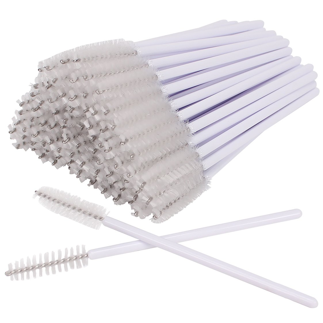 AKStore 100 PCS Disposable Eyelash Brushes Mascara Wands Eye Lash Eyebrow Applicator Cosmetic Makeup Brush Tool Kits (White)