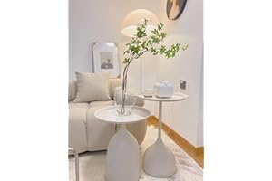 TUSOPORT Side Tables Nesting Tables Round Side Table Set End Table Set Modern Table Bedside Set Livingroom Table Sofa & Console Table Pedestal Tables Coffee Tables Metal Table (Bright White)