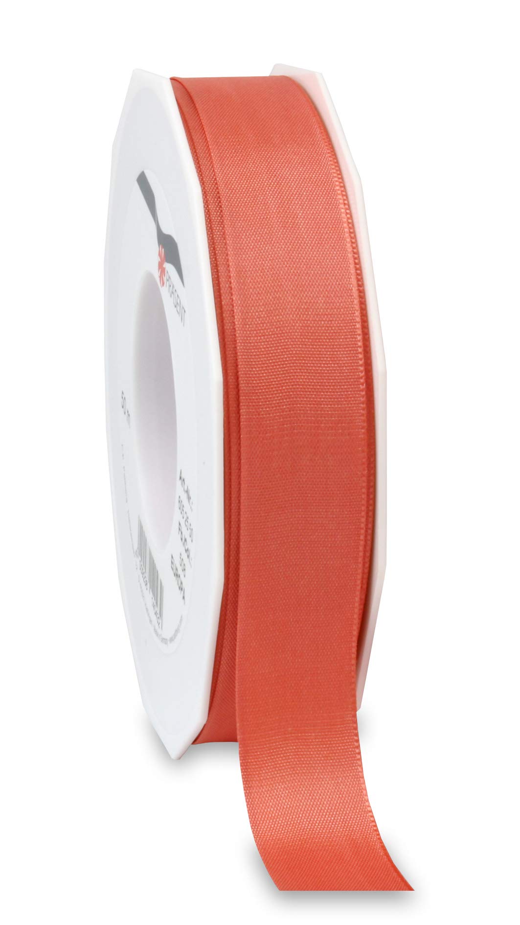 Präsent - Europa Taffeta Ribbon Living Coral 25 mm Width, 50 m Length