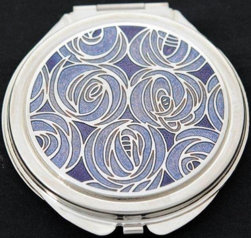 Sea Gems presented by Celtic Glass Designs Compact Mirror in a Mackintosh Roses Design. (Lavender)