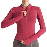 Ncvtang Women's Cropped Lightweight Stretchy Running Track Jackets Full Zip Slim Fit Athletic Tops with Thumb Holes