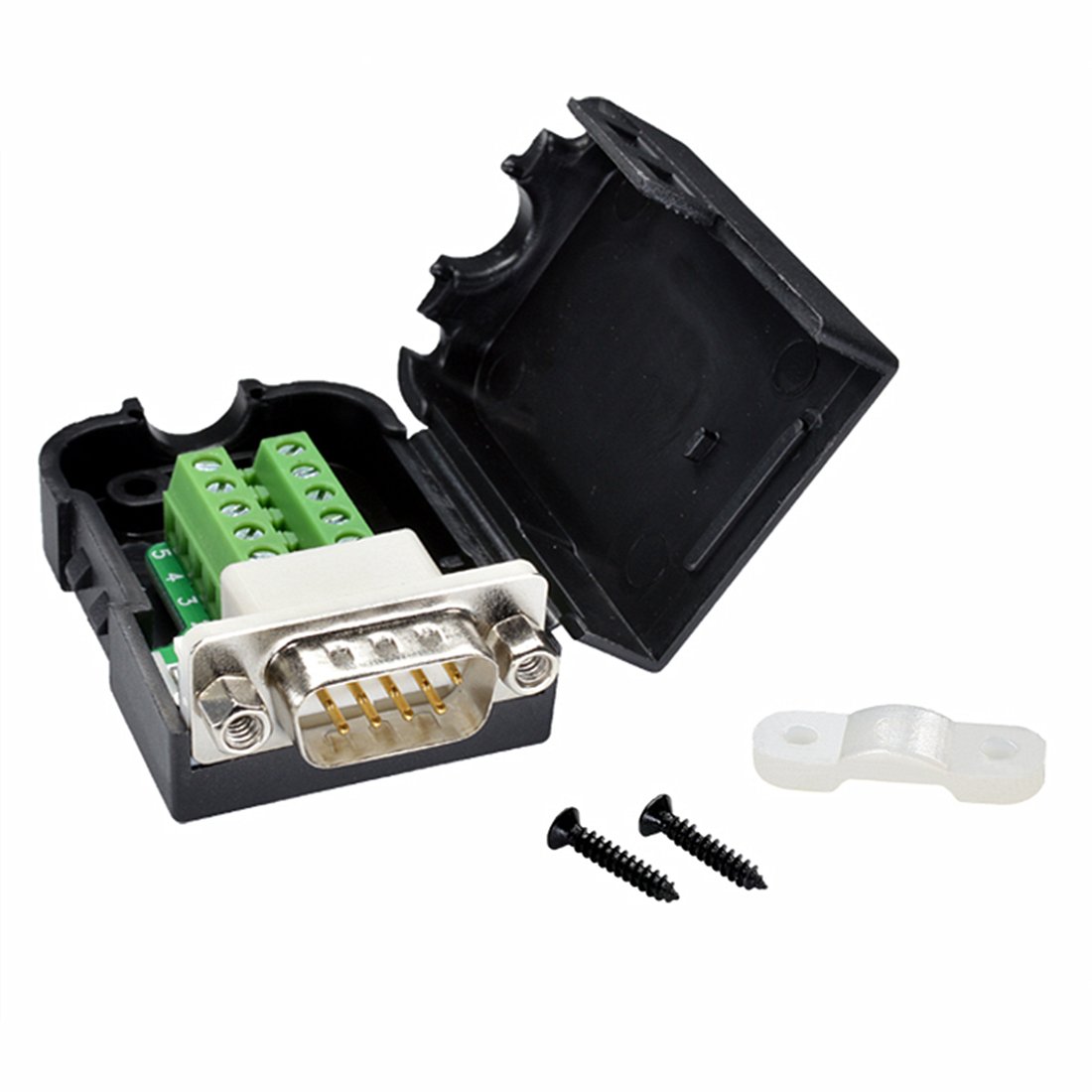 Oiyagai DB9 D-SUB RS232 VGA Adapter 9 Pin Signals Terminal Breakout Plastic Cover 2 Row (Male with Nut)