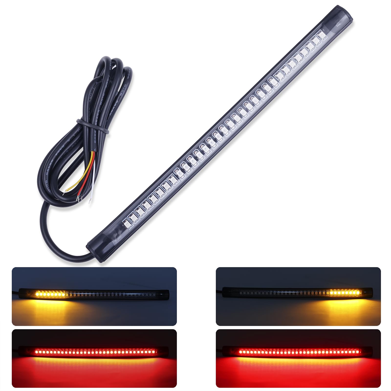 Kinstecks 32 LEDs Motorcycle LED Turn Signal Strip - Universal Flexible Indicator, Brake and Driving Light for Motorbike, Scooter, Quad, Cruiser, Harley, Kawasaki, Yamaha, Suzuki