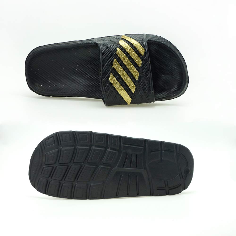 ZooYi Bathroom Shower Sandals Pool Slides Open Toe House Slippers Casual Lightweight Non-Slip Bath Shoes for Mens Womens Gold