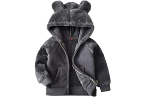 YAGATA Toddler Winter Coat - Thicken Fleece Jacket with Warm Bear Ears Removable Hoodie