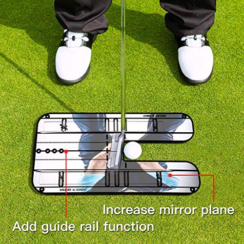 Ulalov 3 Pieces Golf Putting Alignment Mirror, Golf Training Aids for Beginner, Golf Putting Practice, Putting Golf Set with Putting Mirror, Golf Automatic Putting Cup, Arm Band