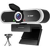 NIVEOLI Webcam 1080P with Microphone and Webcam Cover Plug and Play with Auto Light Correction for Laptop PC Desktop for Live Streaming Video Call Conference