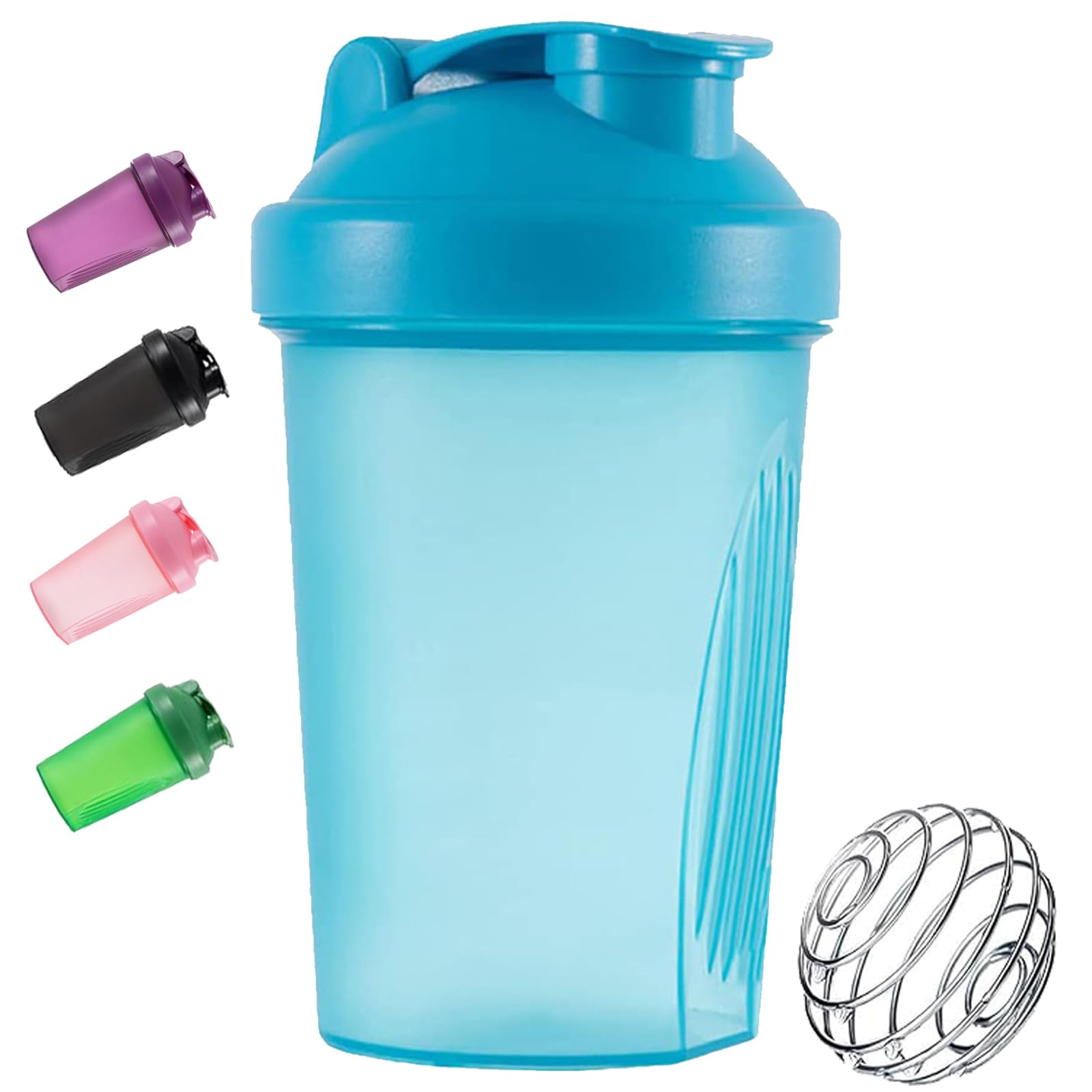 Toced 400ml Protein Shaker Bottle with Mixball, Leak-Proof Gym Shaker Cup, BPA-Free Plastic Blender Bottle for Pre Workout & Fitness Supplements (Blue)