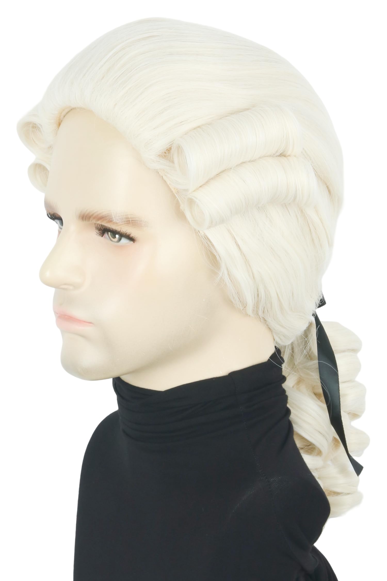 Photo 1 of LeMarnia Colonial Historical Wigs Funny Wigs for Men Beige Judge Powder Wig Washington Halloween Costume Wig