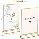 Lifewit 6 Pack A5 Acrylic Sign Holder with Gold Borders Vertical Double-Sided view 2