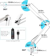 BIENSER LED Desk Lamp with Clamp Swing Arm 3 Color Modes 10 Brightness Levels view 5