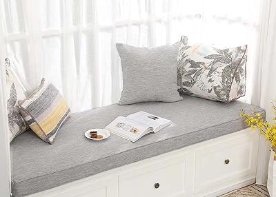 Yuing Extra Long Bench Cushion 150x40cm Gray Memory Foam for Indoor/Outdoor