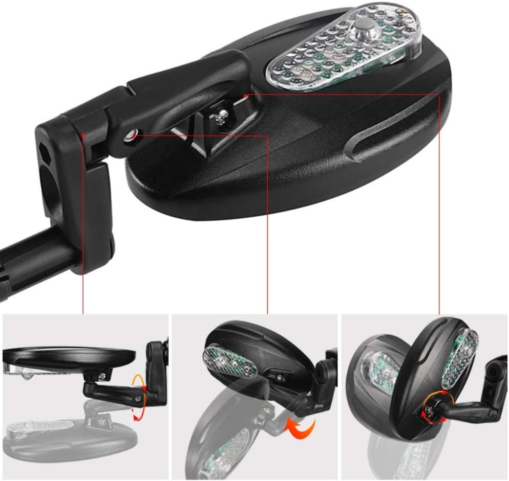 WAINEO Bike Rearview Mirror Safety Bicycle Handlebar End Mirrors Adjustable Cycling Rearview Left Right Mirror With Night Light bike Safe Rearview Mirror
