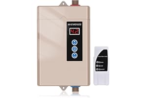 Antuony 3000W Tankless Electric Water Heater,110V Under Sink On Demand Instant Hot Water Heater With Remote Control,LCD Touch Screen tankless Water Heater (110 V, Gold)