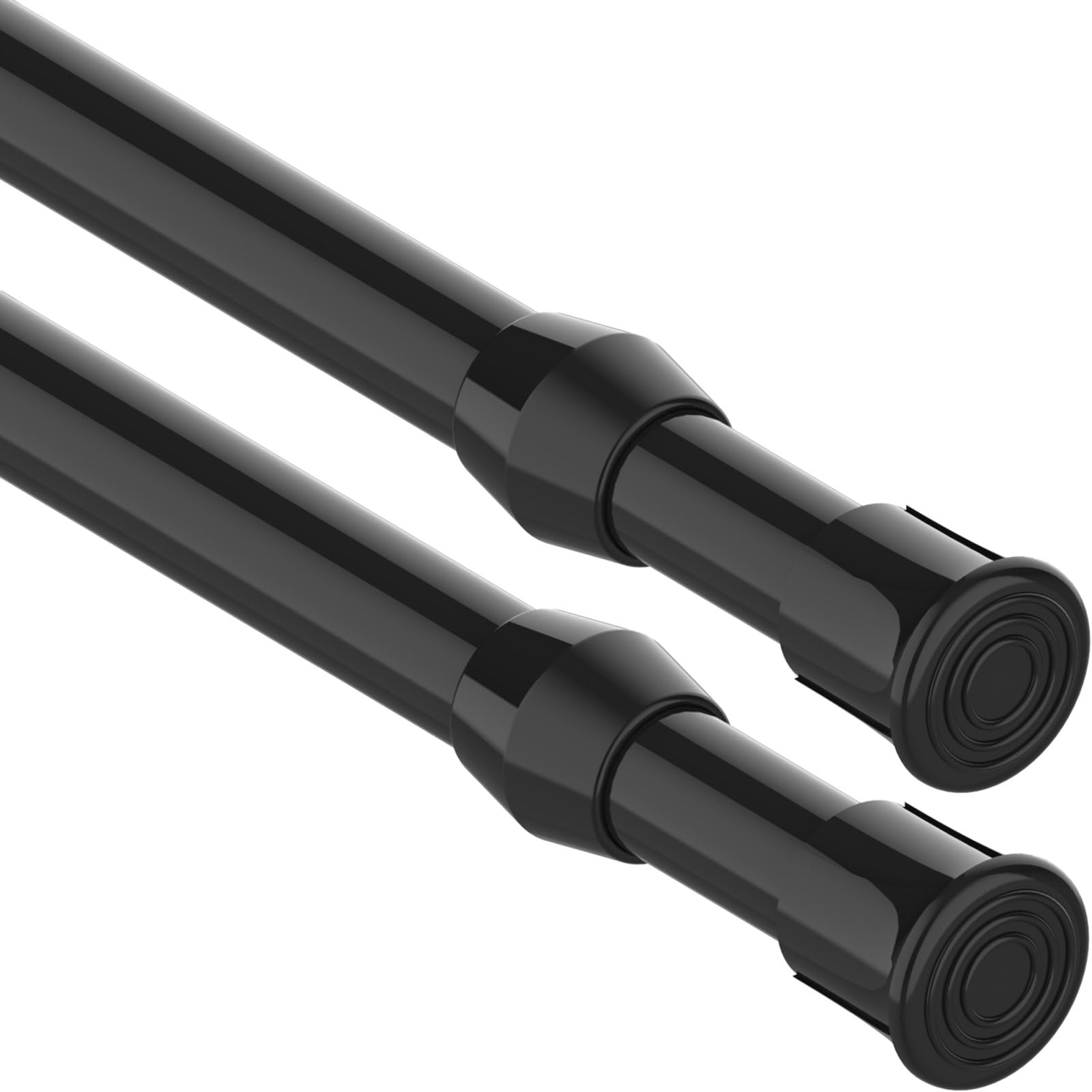 2PCS Net Curtain Rods Extendable Tension Rods for Net Curtains Spring Loaded Tension Rod for Kitchen, Bathroom, Wardrobe, DIY Projects, Diameter: 13mm(30-45CM/11.8-19.7Inch,Black)