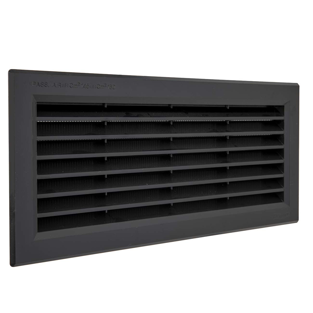 La Ventilazione P31R13N Rectangular Black Plastic Recessed Grid with Insect Netting. Dimensions 315 x 136 mm, Black