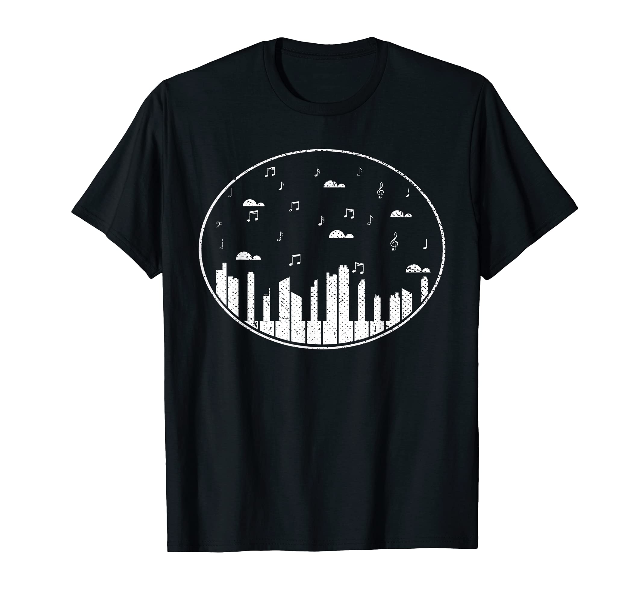 Classical Music Piano Player Pianist Keyboard Skyline Piano T-Shirt