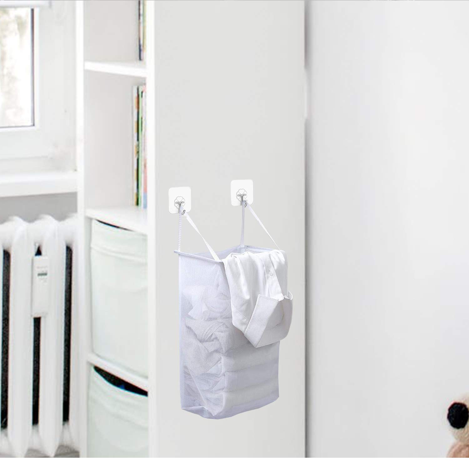 Laundry Hamper Hanging Laundry Hamper For Baby Kids White Mesh Dirty Clothes Hamper Collapsible Laundry Basket Over The Door Portable Folding Laundry Hamper For Dorm Travel Bathroom Toy Organizer Home Kitchen