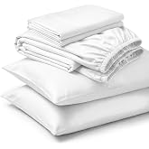 URBANHUT 600 Thread Count 100% Cotton Sheets King Size Sheets Set- White | Luxury Hotel Style Sateen Weave, Soft Breathable High Thread Count, 16" Deep Pocket, Durable, Easy Care &amp; OEKO-TEX Certified