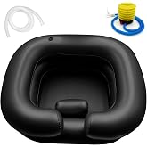 BIRDDIE Black Portable Shampoo Bowl Comes with a Drain Hose and an Air Pump | Inflatable Shampoo Basin for Bedridden Disabled Injured Hair Washing Basin for Dreadlocks and at Home Sink Washing