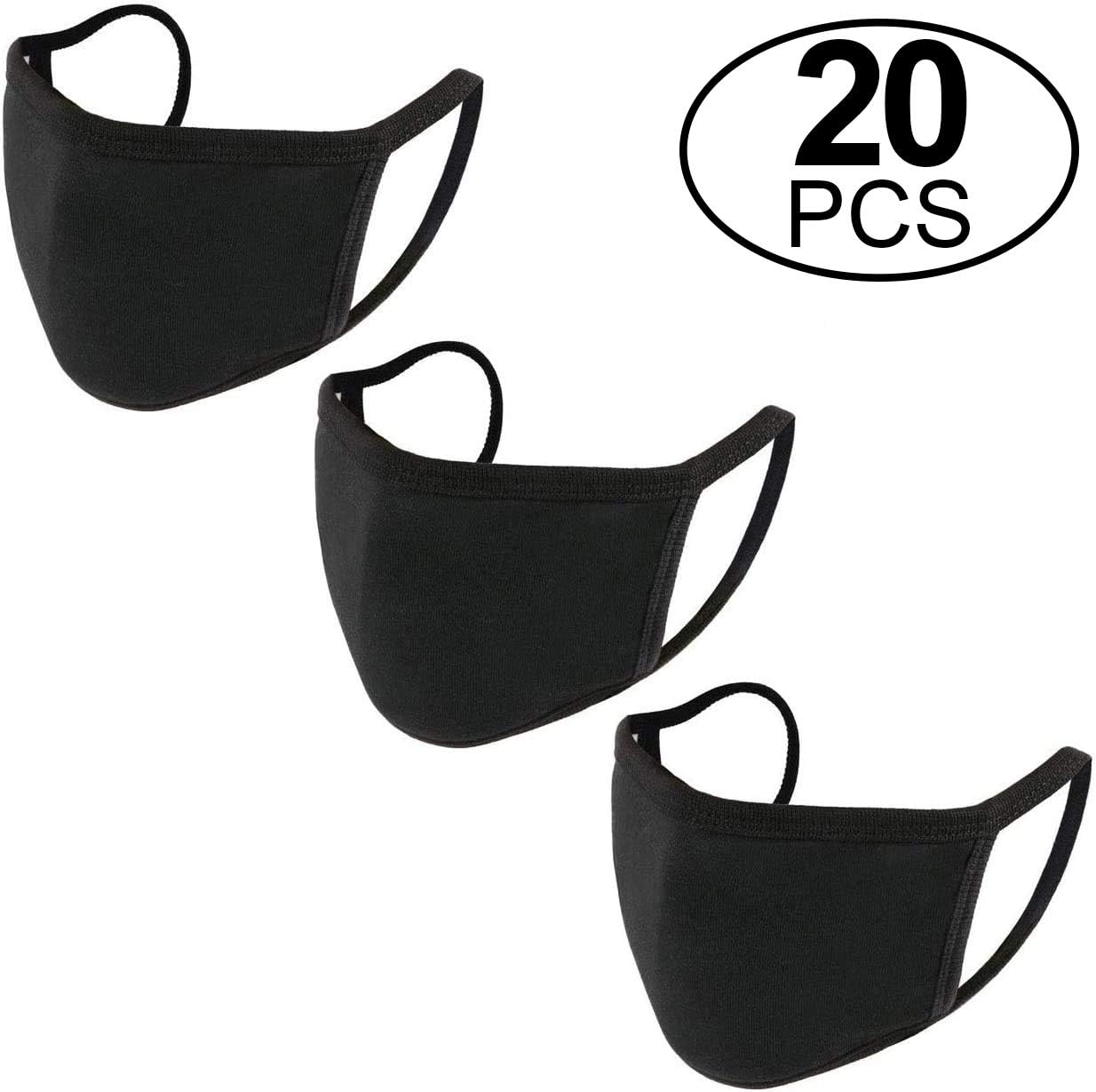 Black Facial Shield Protective Face Covers Breathable Washable Reusable Black Mouth Cover for Outdoors Cycling Travel (20)