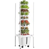 VEVOR Hydroponic Tower, 45 Pods 9 Tiers Hydroponics Growing System Kit with LED Grow Light, App Control &amp; Casters, Vertical Home Garden with 20L Water Tank &amp; Pump for Indoor Herbs, Fruits, Vegetables