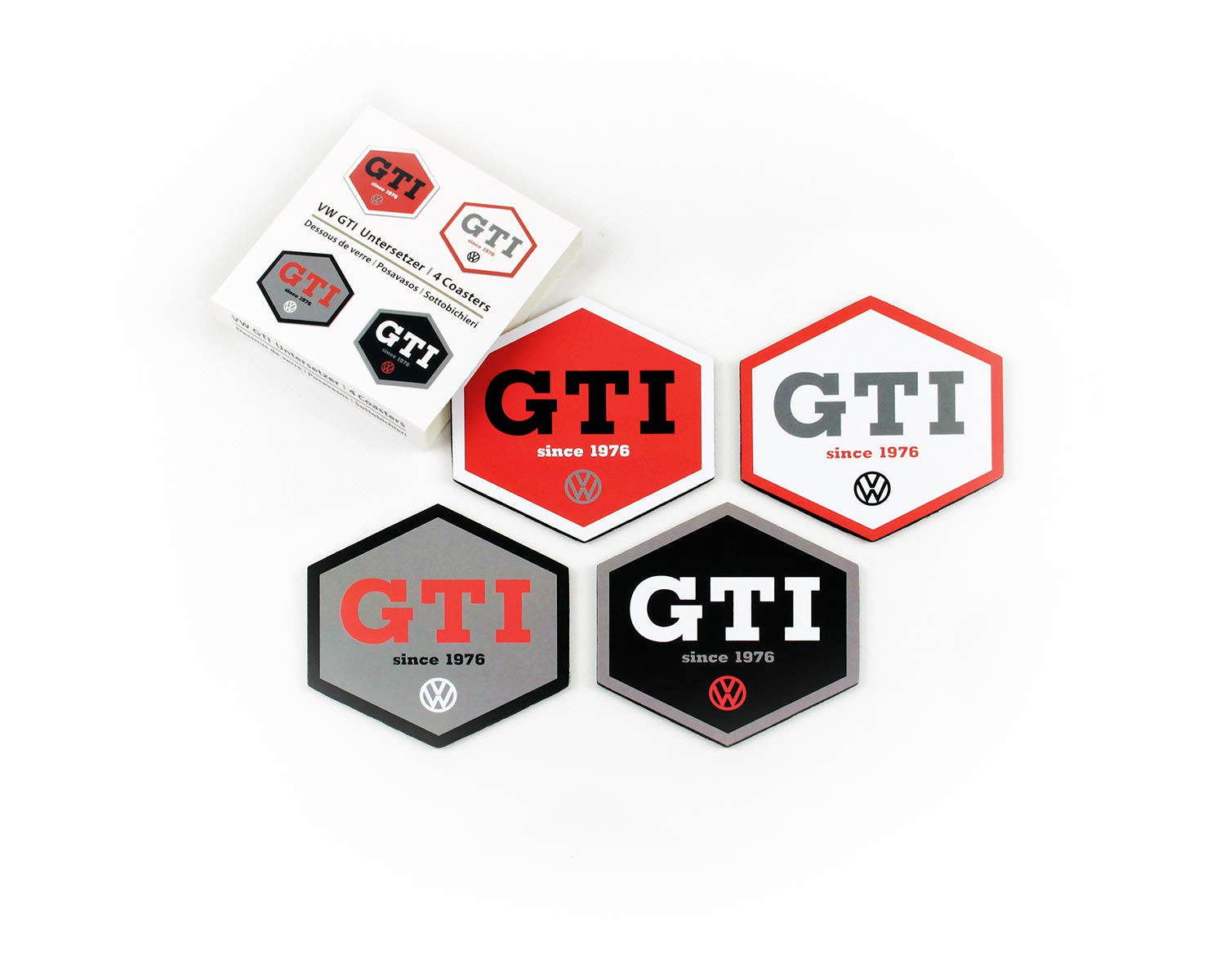 BRISA VW Collection - Volkswagen Drink Glass Cork Coasters with MDF Coating and GTI Design (Set of 4/GTI)