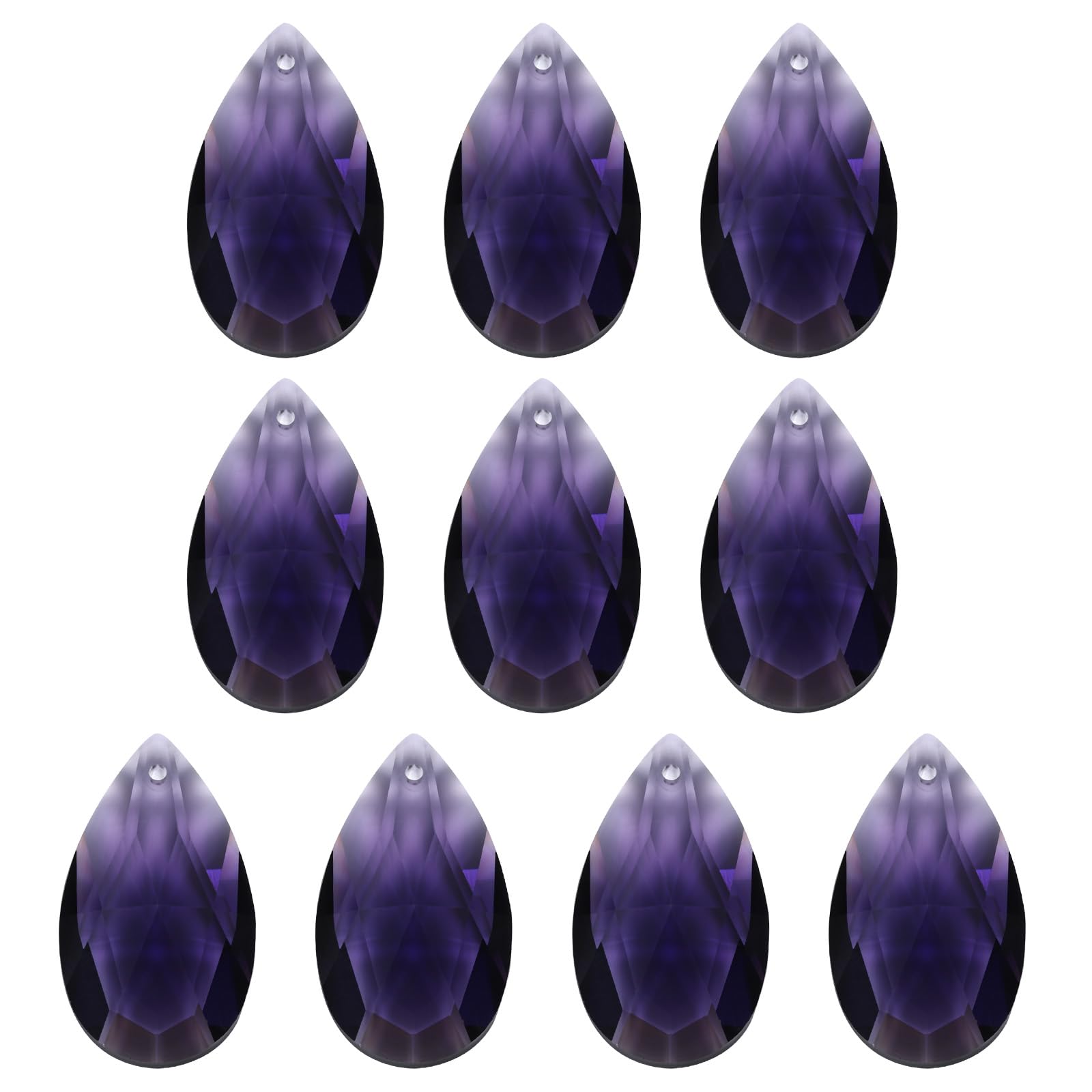 PATIKIL K9 Crystal Pendants Teardrop Beads, 10 Pack 38mm Chandelier Prisms Parts Hanging Beads DIY Lamp for Arts Crafts Decoration, Dark Purple