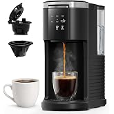 WAA Single Serve Coffee Maker for Capsule &amp; Ground Coffee | Fast Coffee Machine with Memory Function, 6 to 14 oz Brew Sizes, 40 oz Removable Water Tank for Home/Office/RV, Black