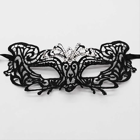 Amazon ハロウィーンパーティー プロムアイ目隠し レースダイヤモンド立体定型ブラックセクシーハーフフェイスラブアイ目隠し ドリルレースの虎の顔 コスプレ 仮装 通販