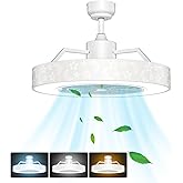 Tangkula 23" Ceiling Fan with Lights, Round LED Ceiling Lighting Fan with Invisible Blades Starry Sky Acrylic Lampshade, Step