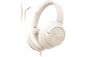 Headphones Wired with Microphone, Over Ear Foldable 3.5mm Plug in Headphones Corded with 4.9ft Tangle-Free Nylon Cord for Gir