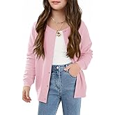 Haloumoning Girls Button Down Cardigan Kids Long Sleeve Crewneck Uniform Knit Sweater 5-14 Years