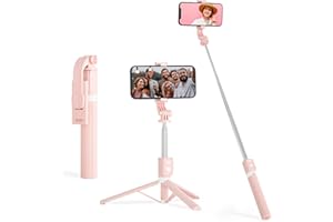 UKOSNA Selfie Stick with Detachable Wireless Remote Control 44 inch Self-Timer Telescopic Upgrade Portable Lightweight Tripod for iPhone 15 14 13 12 11 Pro Max Galaxy Google Perfect for Selfie Lovers（Pink）