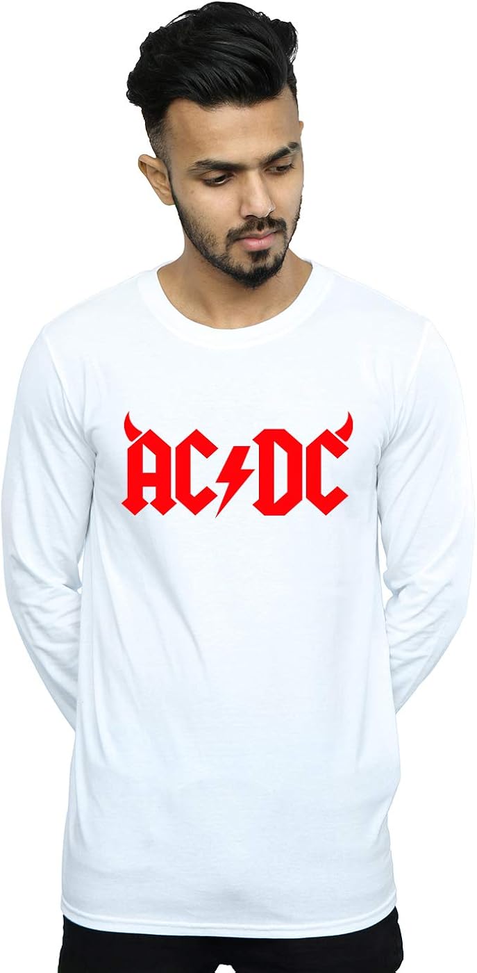 AC/DC Hombre Horns Logo Camiseta De Manga Larga: Amazon.es: Ropa y ...