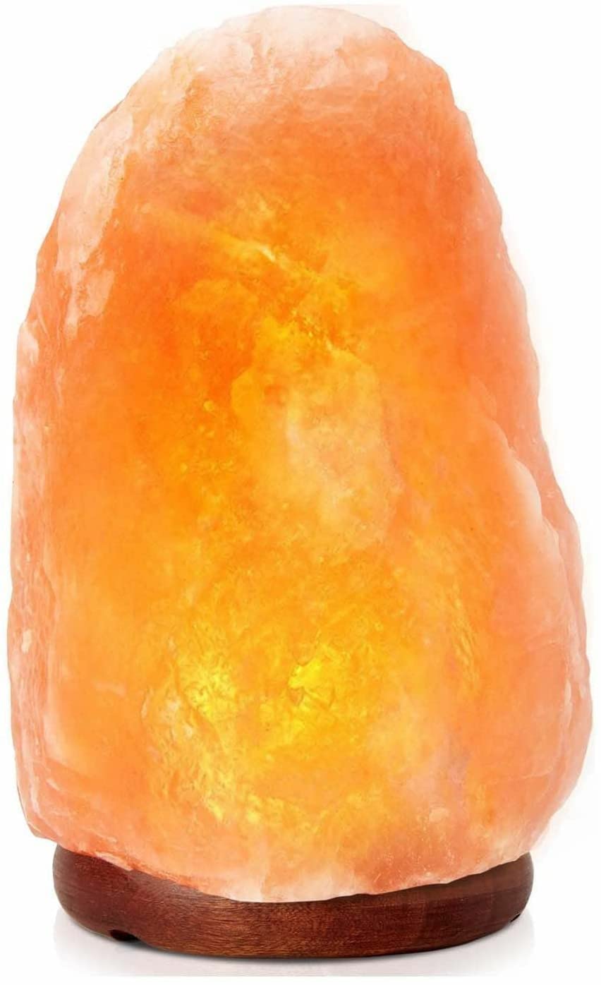 SOO Natural Himalayan Salt Lamp Pink100% Crystal Rock 7-10kg Hand Crafted Beautiful Gift Healing Ionizing Lamp Wood Base UK Switch & Bulb Room Decoration