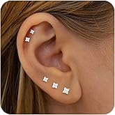 KELAIEN 3-5 Pairs Gold Stud Earrings for Women Trendy 925 Sterling Silver Stud Cartilage Earrings Hypoallergenic 14K Gold Plated Pearl Star Earring Sets for Multiple Piercing Cubic Zirconia Opal Jewelry