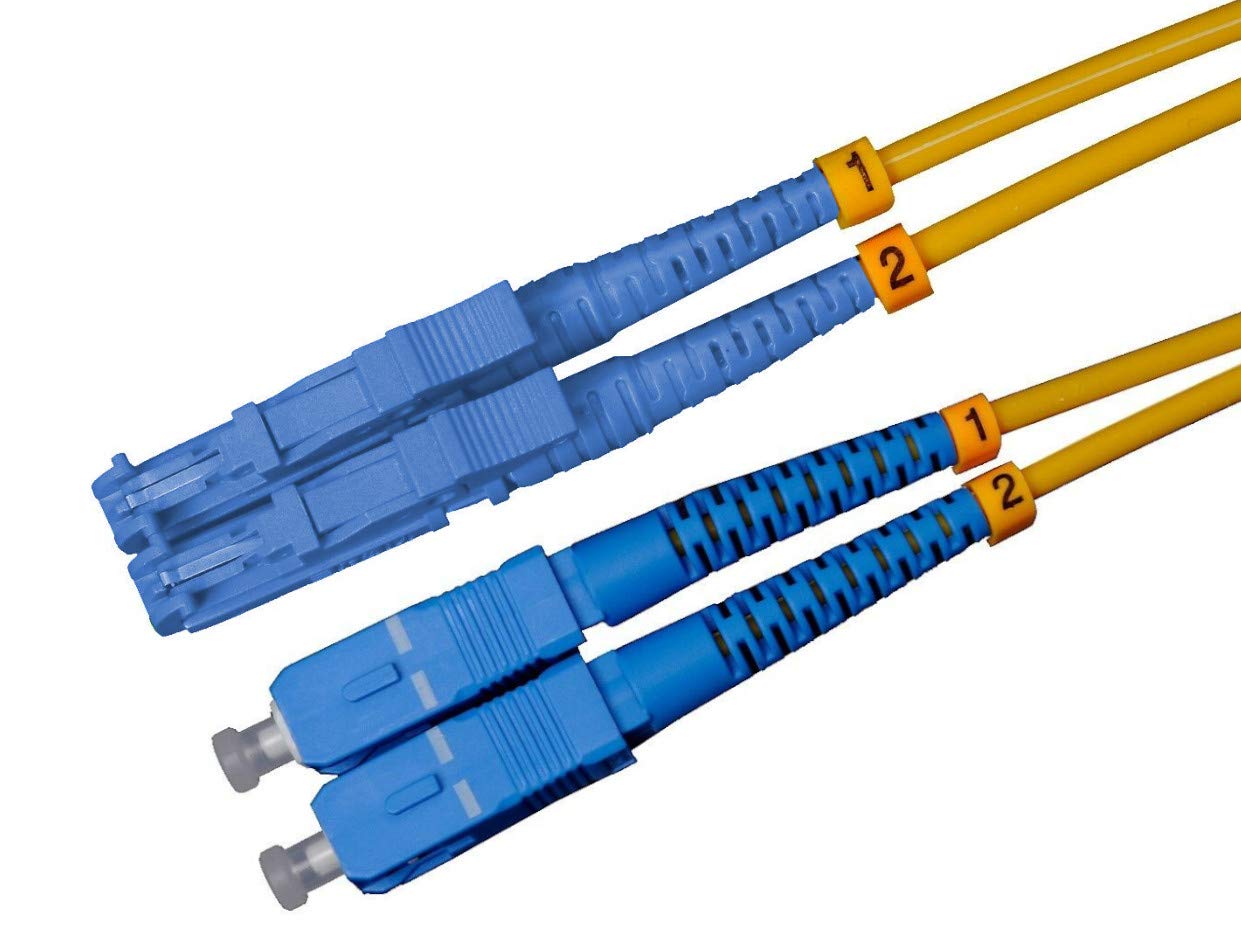 Fibre Optic Cable - 2m OS2 Yellow E2000/UPC-SC/UPC Male Duplex 9/125 Patch Cable - Fibre Optic Cable 2m