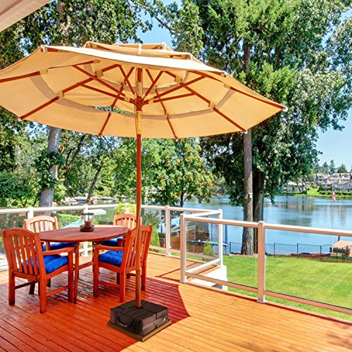 Heavy Duty Cantilever Or Standard Outdoor Patio Umbrella Or Flagpole 18 Square With Large Opening And 2 Handle For Offset Weather Resistant Yami Detachable Patio Umbrella Base Weight Bag Garden Furniture