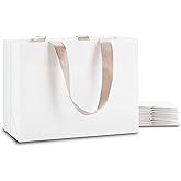 YACEYACE Gift Bags Bulk - 10Pcs 8"x3.75"x6" Small White Kraft Paper Bags With Handles for Shopping, Wedding, Party, Retail