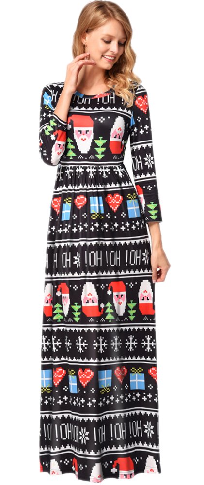 Christmas-Women-Santa-Claus-Printed-Xmas-Longsleeve-Party-Gifts-Cosplay-Maxi-Flared-Dress-Hoho-Xmas-S