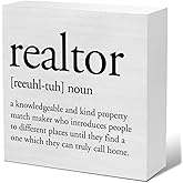Realtor Gifts for Coworker Men Women Realtor Definition Wood Sign Office Desk Decor Home Decorations for Desk Table Shelf 5 X 5 Inches