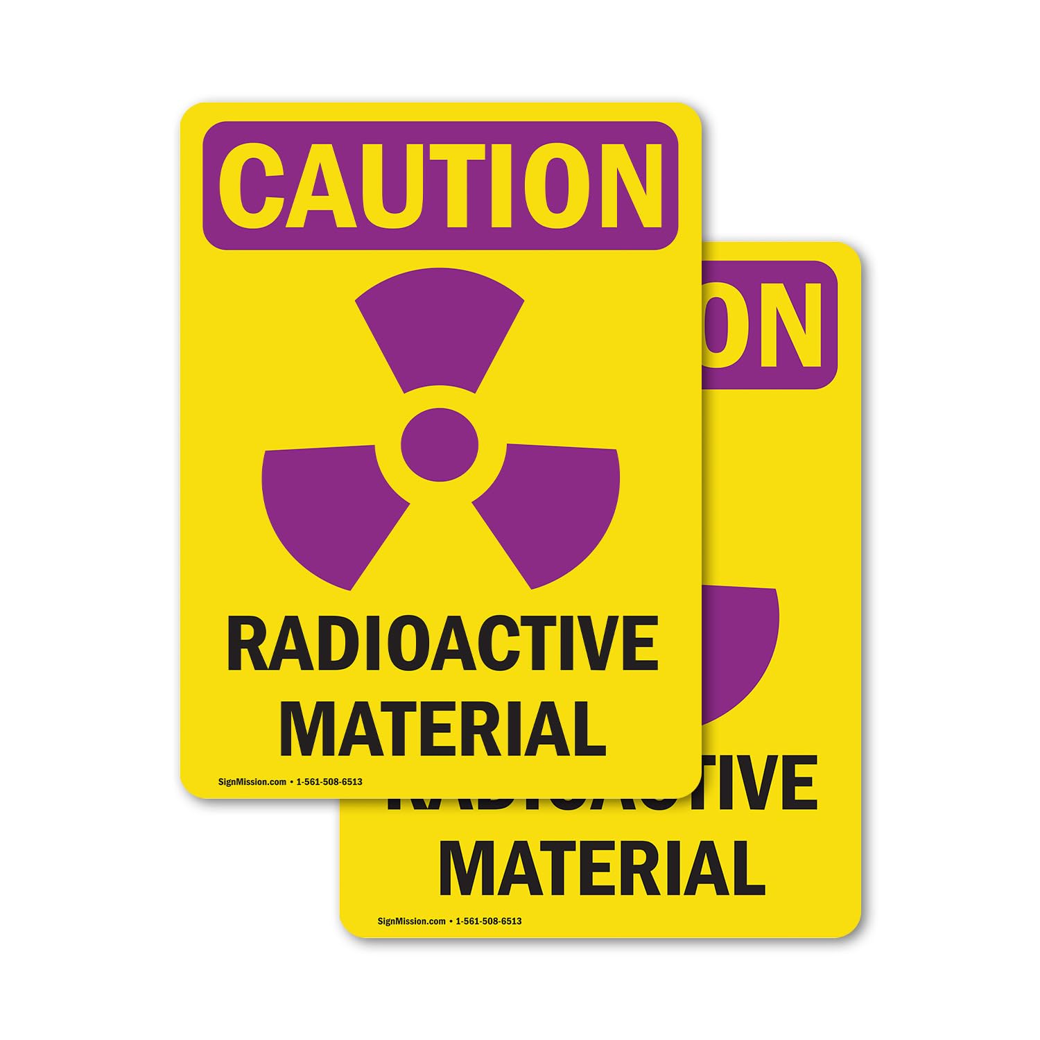 Photo 1 of (2 Pack) Radioactive Materials With Symbol OSHA Caution Radiation Sign 7 Inch X 10 Inch Vinyl Label Decal Sticker Weather Resistant, UV Protected for Workplace, Business, and Construction Site, Made in the USA